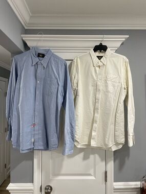 Ralph Lauren Double RL Long-Sleeve Button-Down Shirts – Light Blue & Cream